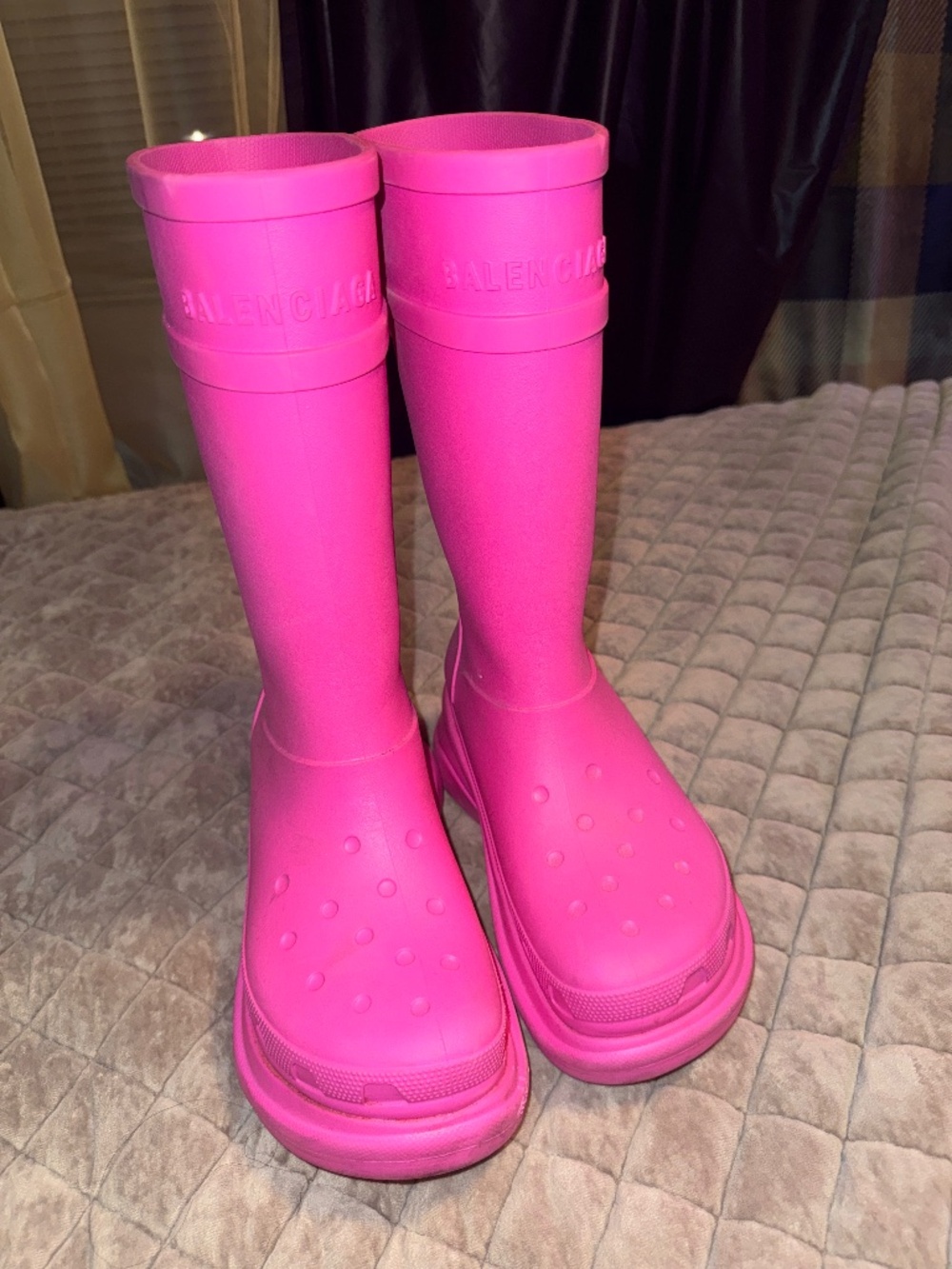 Pink balenciaga rain boots